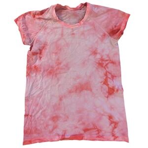 Lululemon Swiftly Tech SS 2.0 Tie Dye Pink Orange Athletic Shirt Womens Size 12